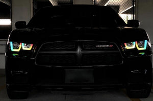 2011-2014 Dodge Charger RGBW Color-Chasing Spec-D LED Halo DRL Headlights (Flow Series) LED headlight kit AutoLEDTech Oracle Lighting Trendz Flow Series RGBHaloKits OneUpLighting Morimoto