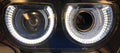 2008-2014 Dodge Challenger RGBW Color-Chasing LED Halo DRL Projector Headlights - 2015+ Style Design LED headlight kit AutoLEDTech Oracle Lighting Trendz Flow Series RGBHaloKits OneUpLighting Morimoto