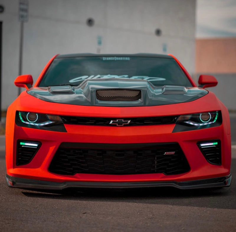 2016-2018 Chevrolet Camaro RGBW Color-Chasing Halo LED DRL Prebuilt Halo Headlights (Flow Series) LED headlight kit AutoLEDTech Oracle Lighting Trendz Flow Series RGBHaloKits OneUpLighting Morimoto