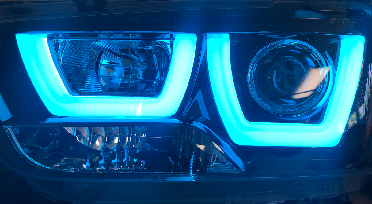 2011-2014 Dodge Charger RGBW Color-Chasing Spec-D LED Halo DRL Headlights (Flow Series) LED headlight kit AutoLEDTech Oracle Lighting Trendz Flow Series RGBHaloKits OneUpLighting Morimoto