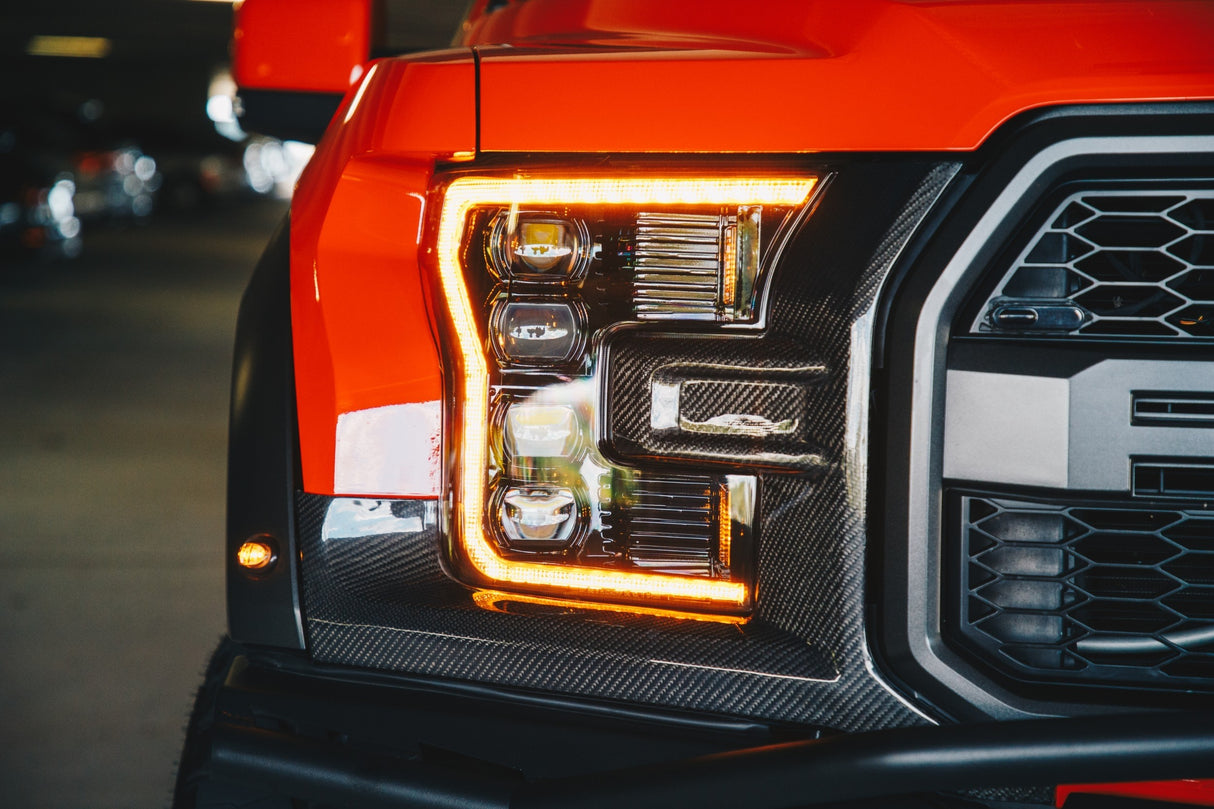 2016-2020 Ford Raptor & F150 White or Amber LED DRL Projector Headlight Assemblies LED headlight kit AutoLEDTech Oracle Lighting Trendz Flow Series RGBHaloKits OneUpLighting Morimoto