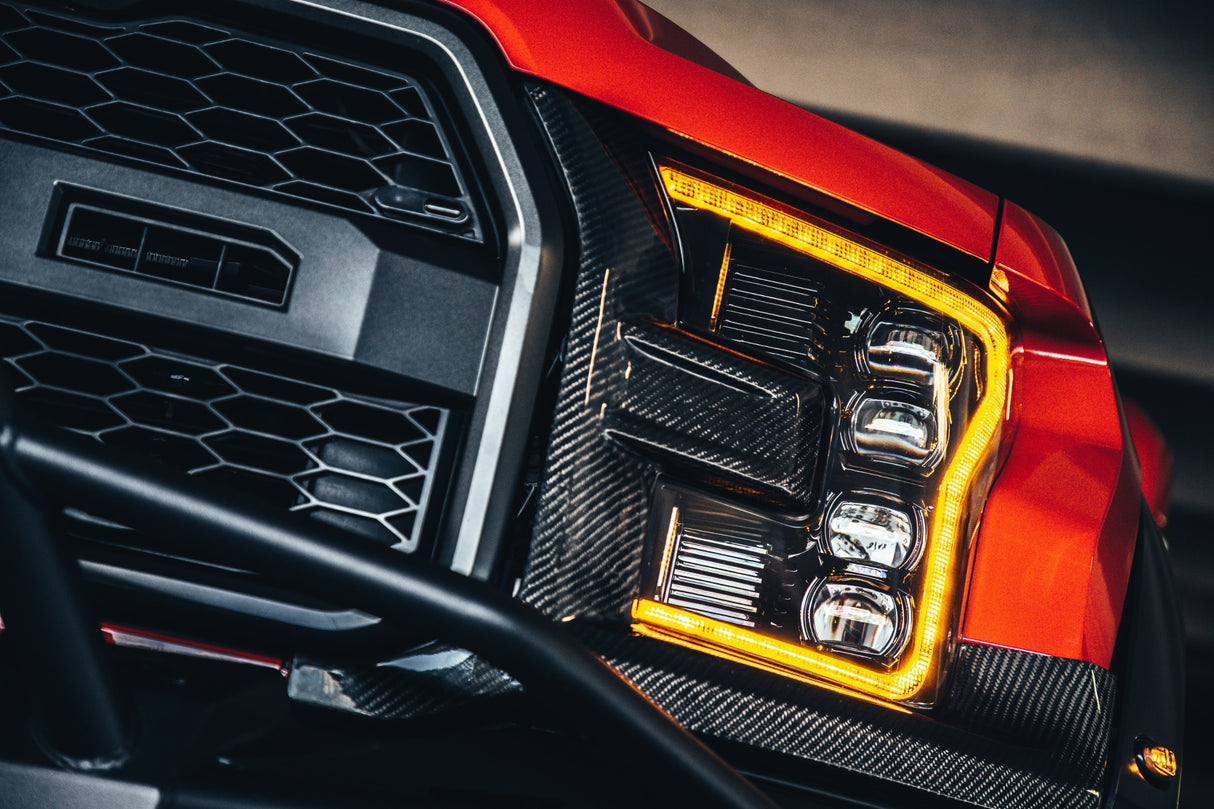 2016-2020 Ford Raptor & F150 White or Amber LED DRL Projector Headlight Assemblies LED headlight kit AutoLEDTech Oracle Lighting Trendz Flow Series RGBHaloKits OneUpLighting Morimoto