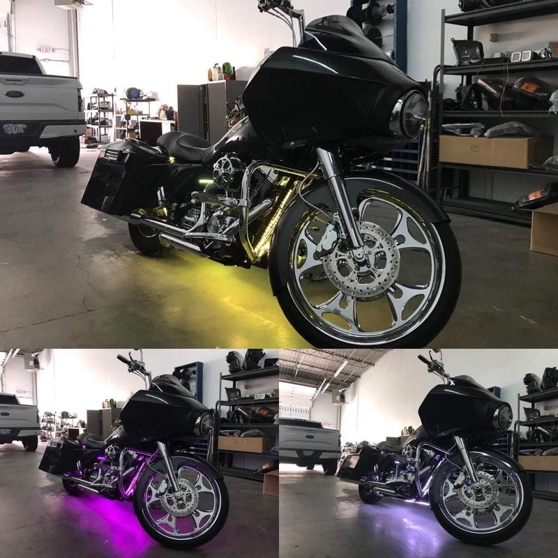 Motorcycle Cruiser Color-Chasing RGB LED Underbody 13-Piece Lighting Kit (Flow Series) LED headlight kit AutoLEDTech Oracle Lighting Trendz Flow Series RGBHaloKits OneUpLighting Morimoto
