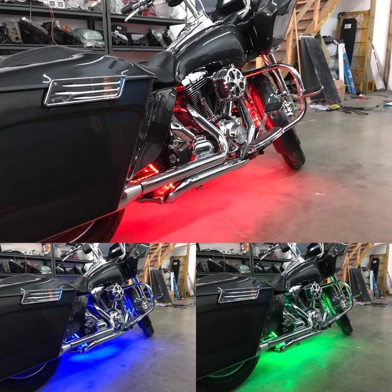 Motorcycle Cruiser Color-Chasing RGB LED Underbody 13-Piece Lighting Kit (Flow Series) LED headlight kit AutoLEDTech Oracle Lighting Trendz Flow Series RGBHaloKits OneUpLighting Morimoto