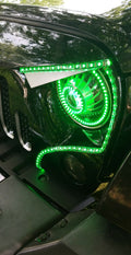 2018-2023+ Jeep Wrangler/Gladiator JL JT RGBW Color-Chasing Waterproof Exterior LED Halo Kit LED headlight kit AutoLEDTech Oracle Lighting Trendz Flow Series RGBHaloKits OneUpLighting Morimoto