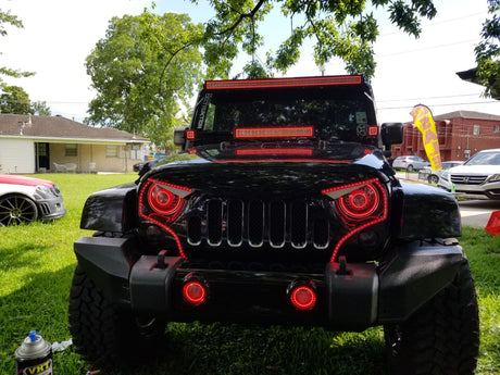 1997-2018 Jeep Wrangler JK RGBW Color-Chasing Waterproof Exterior LED Halo Kit LED headlight kit AutoLEDTech Oracle Lighting Trendz Flow Series RGBHaloKits OneUpLighting Morimoto