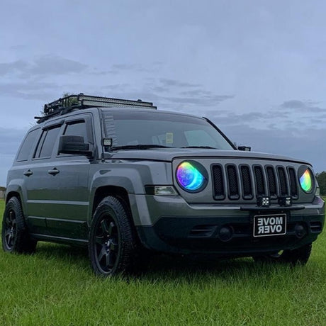 2007-2015 Jeep Patriot RGBW Color-Chasing LED Halo Kit LED headlight kit AutoLEDTech Oracle Lighting Trendz Flow Series RGBHaloKits OneUpLighting Morimoto