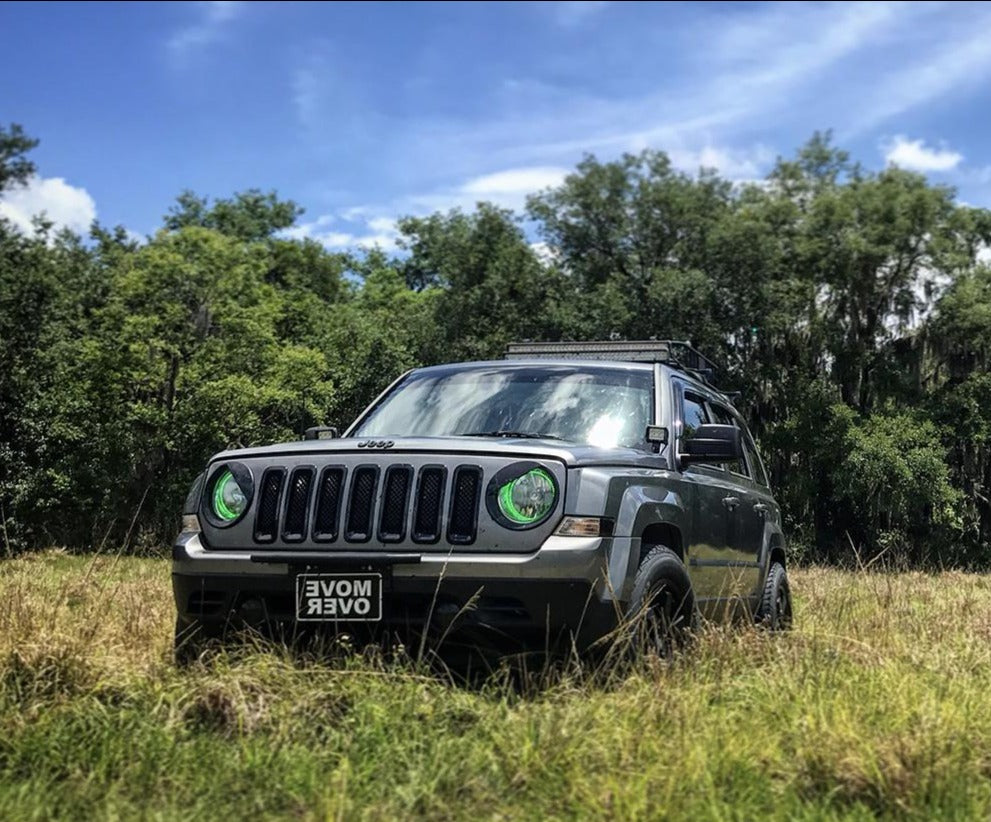 2007-2015 Jeep Patriot RGBW Color-Chasing LED Halo Kit LED headlight kit AutoLEDTech Oracle Lighting Trendz Flow Series RGBHaloKits OneUpLighting Morimoto