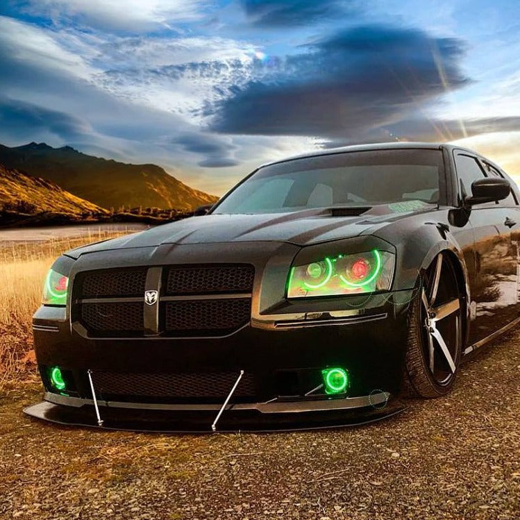 2005-2008 Dodge Magnum RGBW Color-Chasing LED Halo Kit LED headlight kit AutoLEDTech Oracle Lighting Trendz Flow Series RGBHaloKits OneUpLighting Morimoto