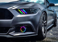2015-2020 Ford Mustang RGBW Color-Chasing LED DRL Halo Prebuilt Headlights (Flow Series) LED headlight kit AutoLEDTech Oracle Lighting Trendz Flow Series RGBHaloKits OneUpLighting Morimoto
