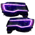 2011-2021 Jeep Grand Cherokee WK2 RGBW Color-Chasing LED DRL Replacement Headlights - Halogen to LED DRL HID Conversion LED headlight kit AutoLEDTech Oracle Lighting Trendz Flow Series RGBHaloKits OneUpLighting Morimoto