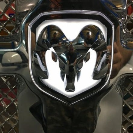 2013-2019 Ram Head LED Badge Emblem Logos (RGBW/White) LED headlight kit AutoLEDTech Oracle Lighting Trendz Flow Series RGBHaloKits OneUpLighting Morimoto