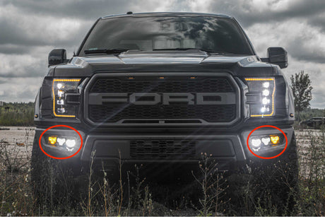 2017-2020 Ford Raptor 4Banger LED Fog Lights Pods + Bracket Assembly Kit LED headlight kit AutoLEDTech Oracle Lighting Trendz Flow Series RGBHaloKits OneUpLighting Morimoto