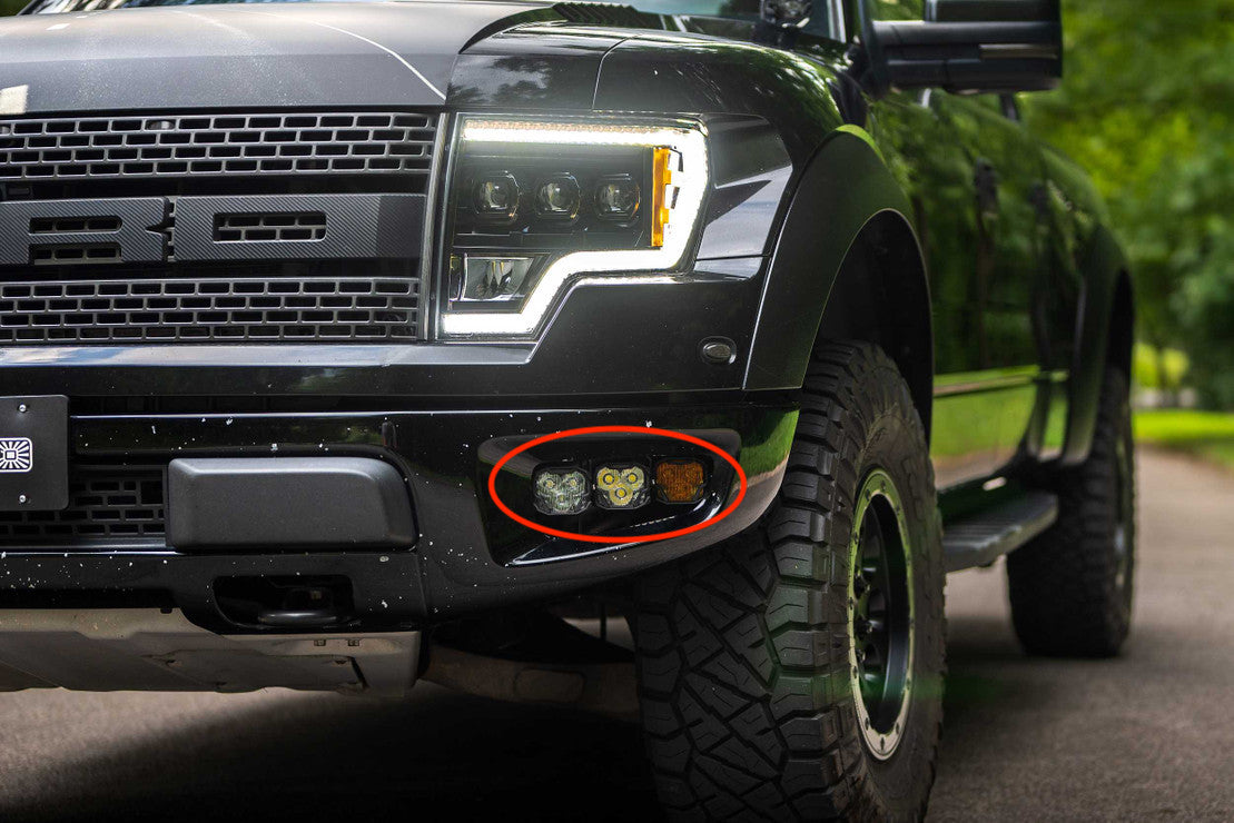 2010-2014 Ford Raptor 4Banger LED Fog Lights Pods + Bracket Assembly Kit LED headlight kit AutoLEDTech Oracle Lighting Trendz Flow Series RGBHaloKits OneUpLighting Morimoto