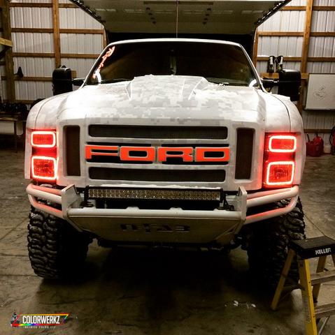 2008-2010 Ford F250 F350 Super Duty Color-Chasing Halo Kit LED headlight kit AutoLEDTech Oracle Lighting Trendz Flow Series RGBHaloKits OneUpLighting Morimoto