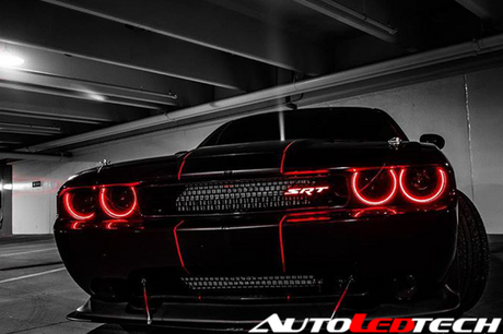 2008-2014 Dodge Challenger RGBW Color-Chasing LED Halo Kit LED headlight kit AutoLEDTech Oracle Lighting Trendz Flow Series RGBHaloKits OneUpLighting Morimoto