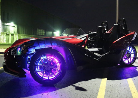 2015-2023 Polaris Slingshot RGB Color-Chasing LED Wheel Ring Lights Kit (Flow Series) LED headlight kit AutoLEDTech Oracle Lighting Trendz Flow Series RGBHaloKits OneUpLighting Morimoto