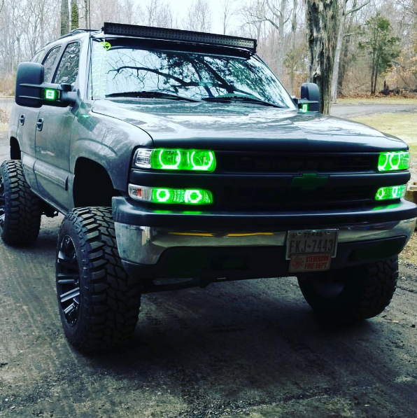 2000-2006 Chevrolet Silverado & Tahoe RGBW Color-Chasing LED Halo Kit LED headlight kit AutoLEDTech Oracle Lighting Trendz Flow Series RGBHaloKits OneUpLighting Morimoto