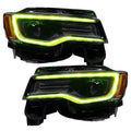 2011-2021 Jeep Grand Cherokee WK2 RGBW Color-Chasing LED DRL Replacement Headlights - Halogen to LED DRL HID Conversion LED headlight kit AutoLEDTech Oracle Lighting Trendz Flow Series RGBHaloKits OneUpLighting Morimoto